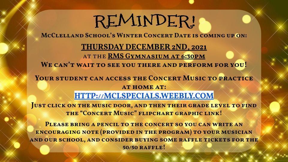 McClelland's Winter Concert 2021 McClelland Elementary School