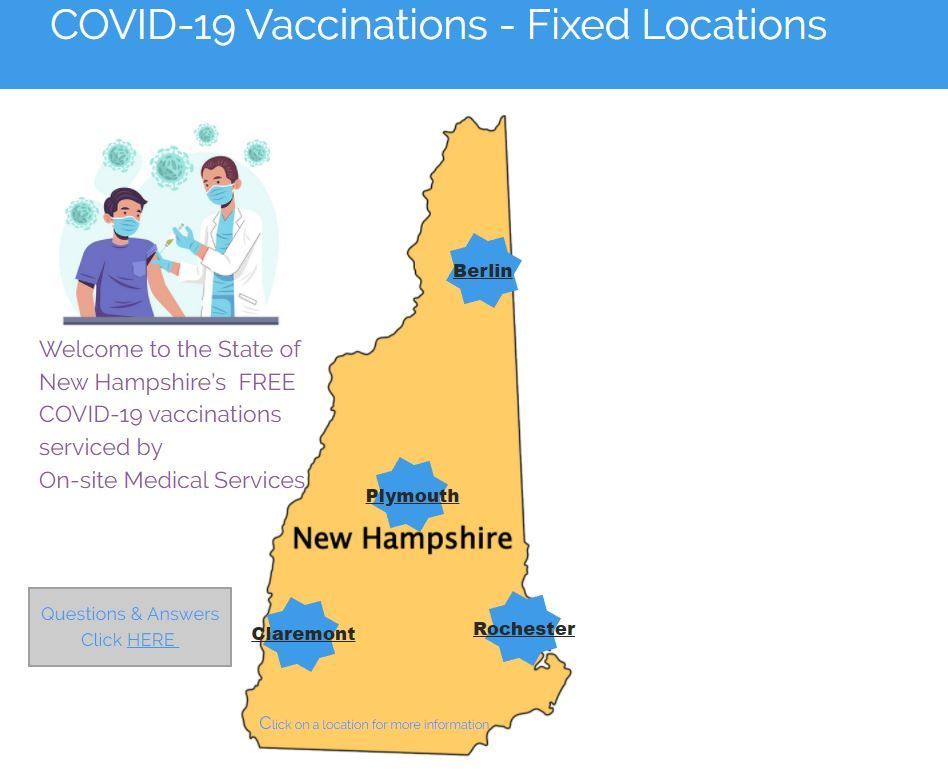 NH's fixed vaccine locations