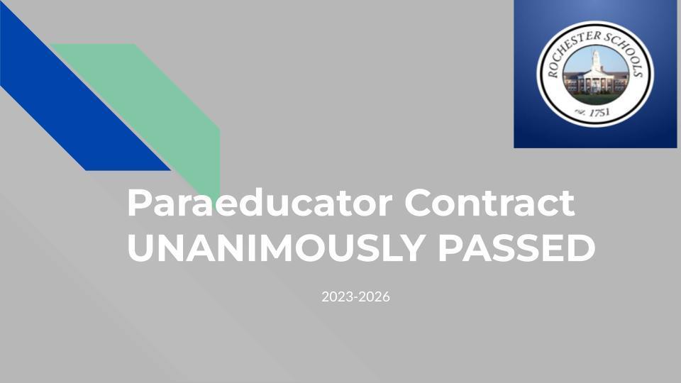 Paraeducator Contract Unanimously Passed