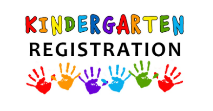 Kindergarten registration with colorful hands