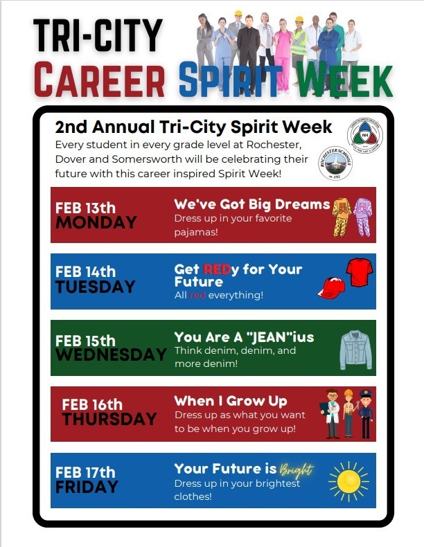 List of the Days for Career Tech Spirit Week 