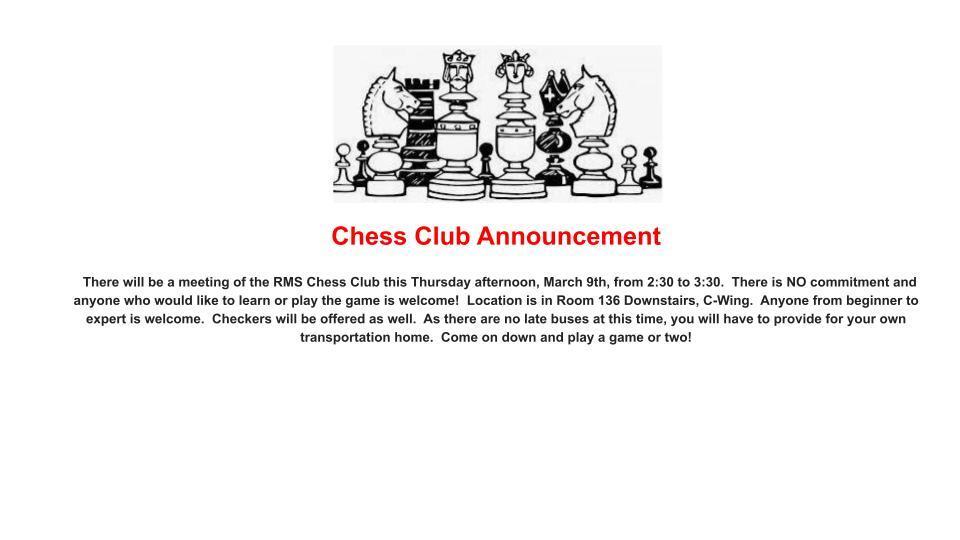 Chess Club Announcement