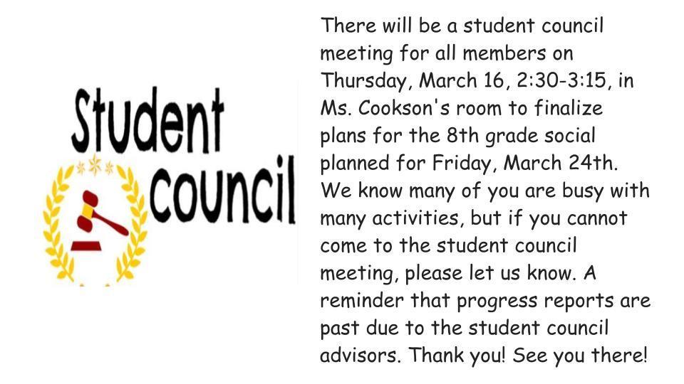 Student Concil Meeting Announcement 