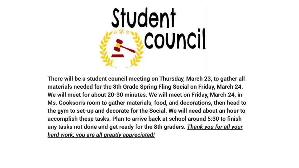 Student Council Announcement 