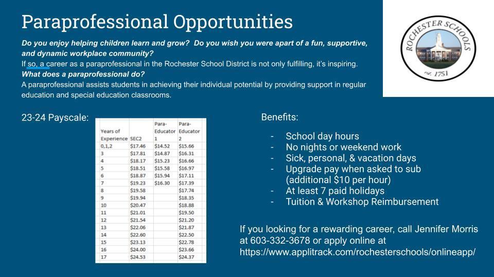 Paraprofessional Opportunities